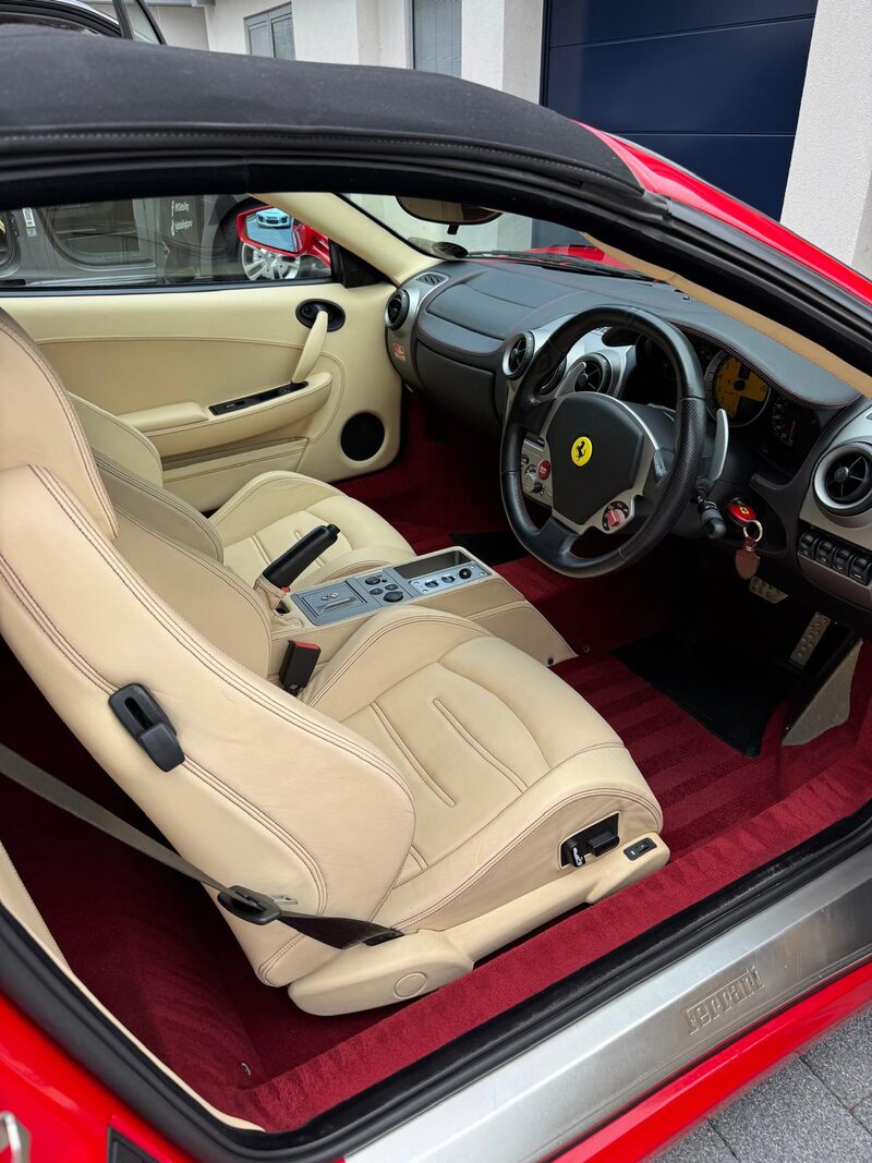 Ferrari F430 leather interior after a deep clean by MV Detailing, Solihull